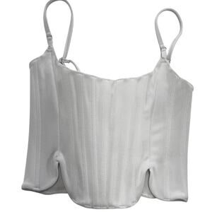 White Fox Bustier Top Womens XS White Structured Strap Adjustable Zipper Cropped